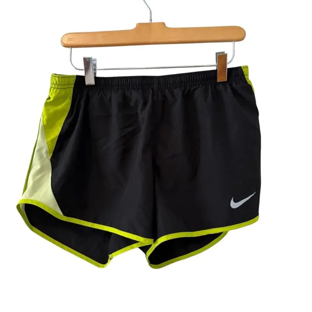 Nike Dri Fit Running Shorts Black Lime Green M